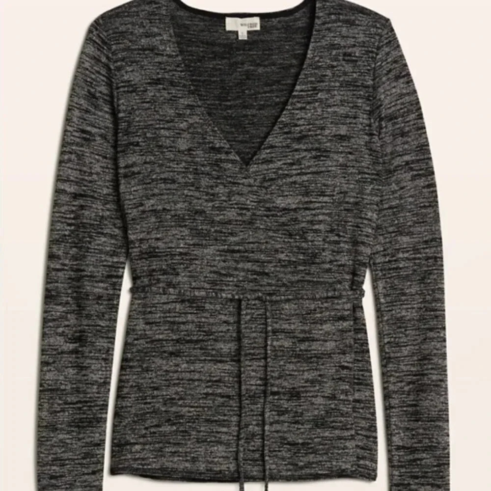 Aritzia Wilfred Free Heathered Grey Katsia Wrap Top